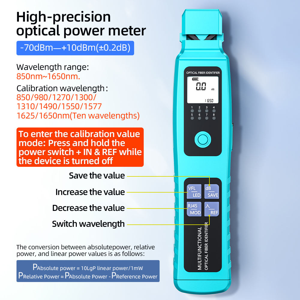 SAIVXIAN A-50/A-50+ Detector de probador de cable de fibra con identificador de fibra &oacute;ptica activa con localizador visual de fallas de 30 mw